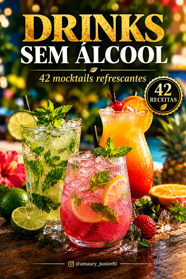 Capa do e-book Drinks sem Álcool, por Amaury Junior