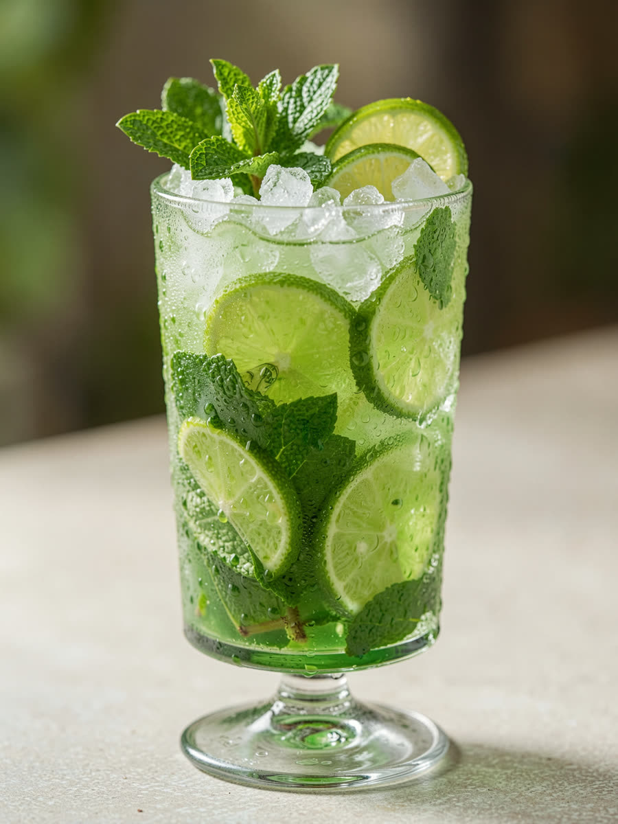 Mojito sem álcool com hortelã
