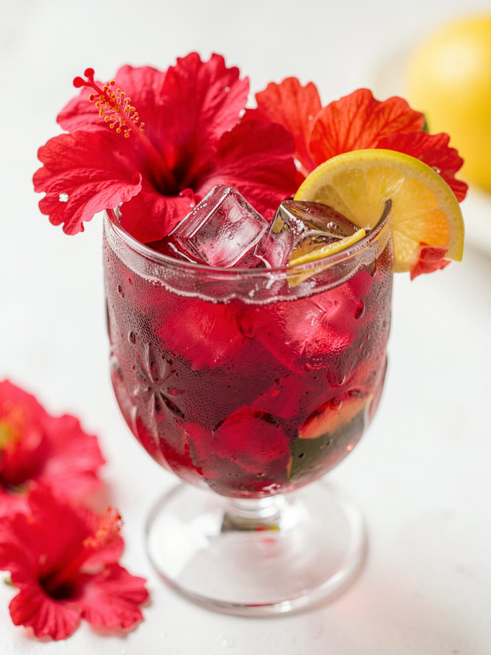 Chá Gelado de Hibisco com Frutas